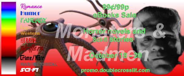 CoraBuhlert's tweet photo. Looking for some science fiction or horror to read this Sunday? The latest #doublecrosslit promo offers lots of books in two genres, all for 99 cents/pence. https://t.co/rbbqNWIMEC https://t.co/woZxhF6eTl