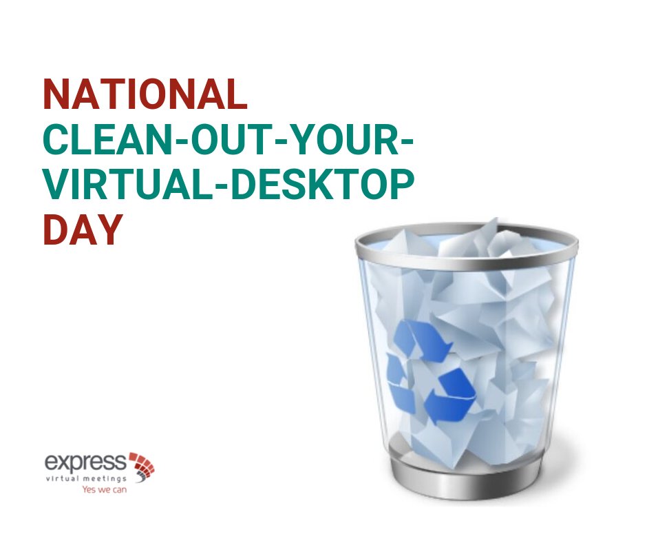 ExpressVM's tweet image. Today is #nationalcleanoutyourvirtualdesktopday! It's time to get rid of all those icons that clutter your desktop and never get clicked on. Don't worry about accidentally deleting anything important, our online video conferencing solution requires exactly zero downloads. 🙅‍♀️⬇️