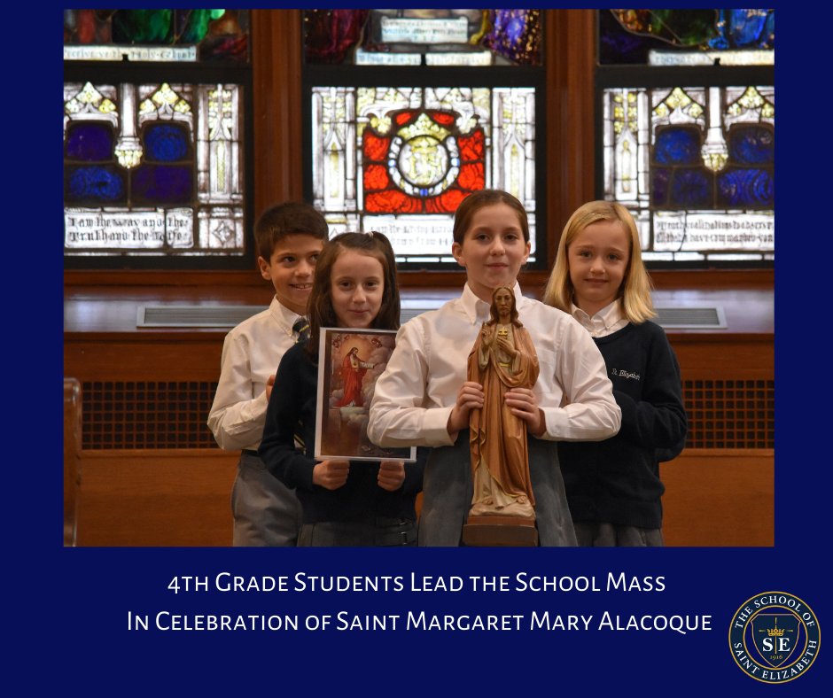 steschool1's tweet photo. 4th grade students lead the school mass in celebration of Saint Margaret Mary Alacoque @diocesemetuchen @NCEATALK #catholicschools https://t.co/k9mrmeghPx