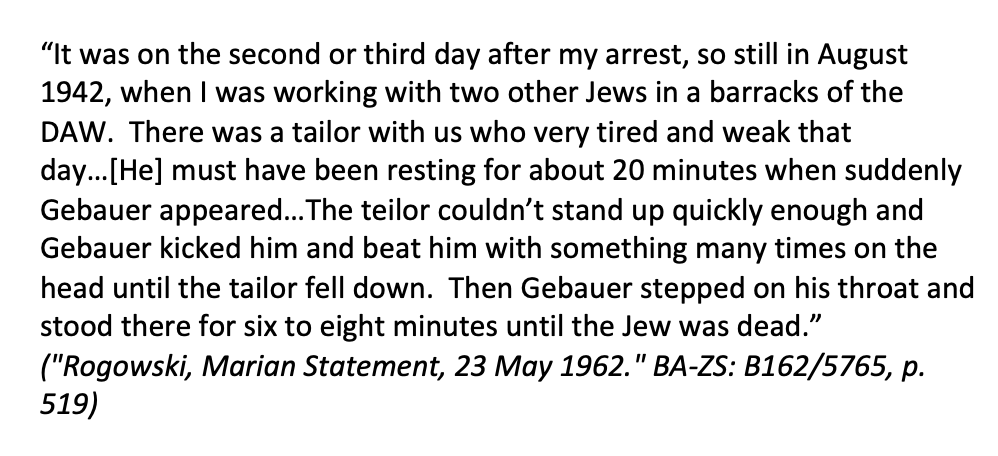 Here are some descriptions of the DAW barracks by survivors of the camp: