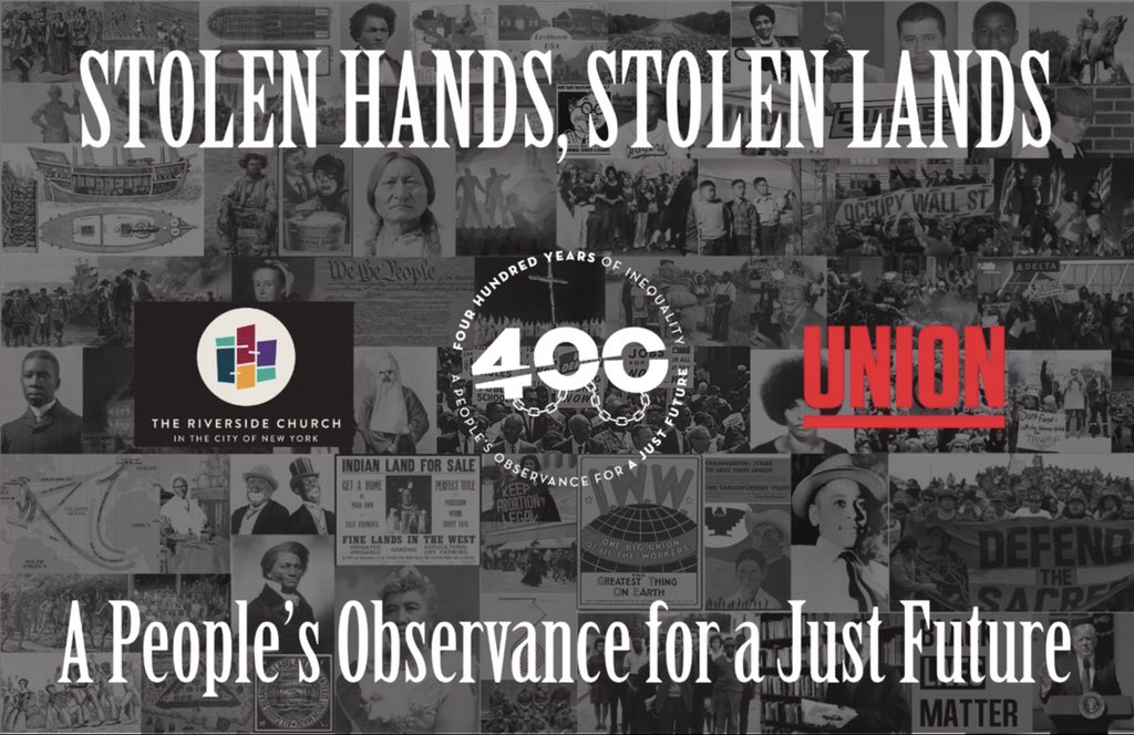 BRepairers's tweet photo. 🎥 LIVE NOW: “STOLEN HANDS, STOLEN LANDS: From 1619 to a Just Future” w/@RevDrBarber at @RiversideNYC. 
Watch here: https://t.co/eD62XGBo5Z https://t.co/mrHXoHmxtk