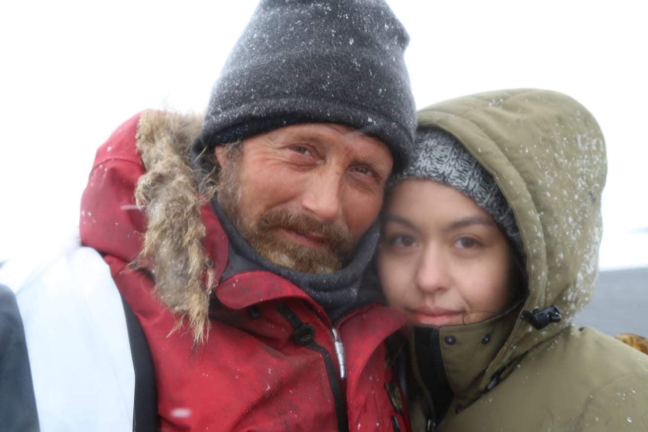 “#MadsMikkelsen and Maria Thelma Smáradóttir on set of "Arctic&...