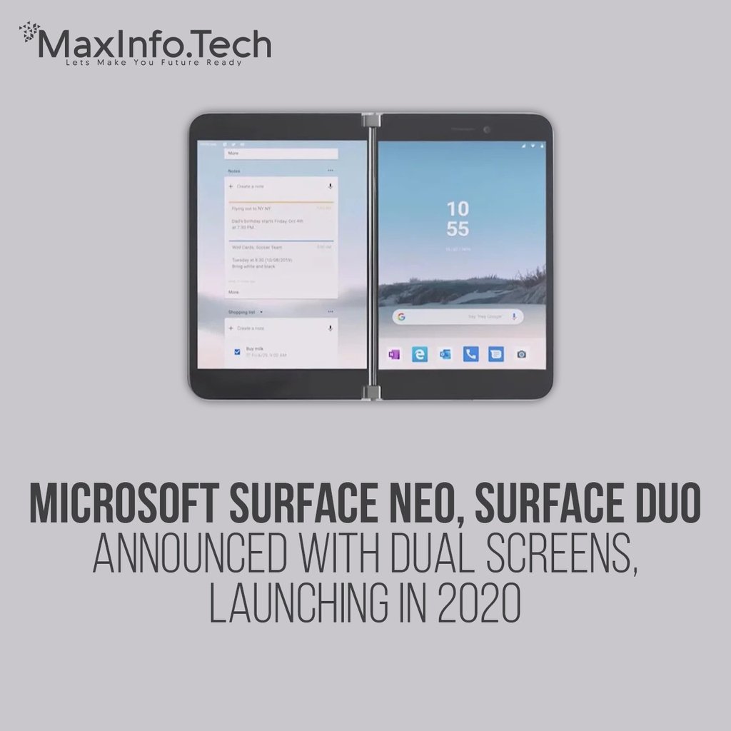 maxinfot's tweet photo. Microsoft Confirms Innovative Approach To New Dual-Screened Surface Devices. https://t.co/TPh9ob7By7