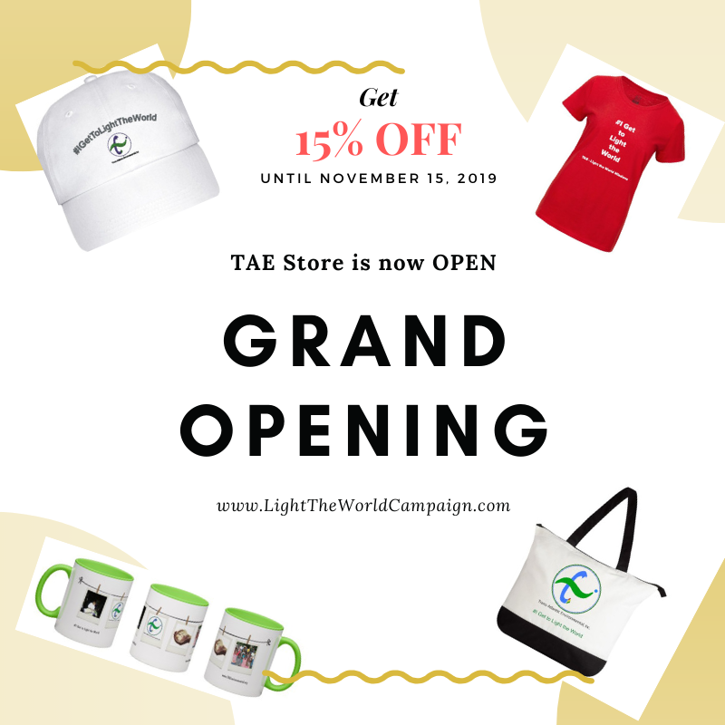 TAEnvironmental's tweet image. Check out our stuff at the new TAE Store!
LighttheWorldCampaign.com