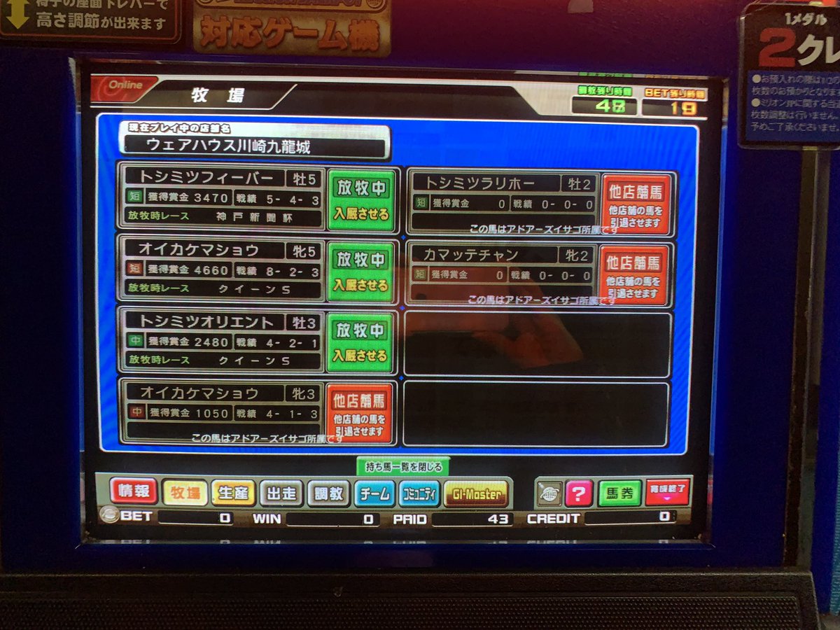 Konami Man コナミマン もう近場でホスパはできない コナミの競馬ゲームでは最高傑作だと思っています メダルゲーム G1ホースパーク ウェアハウス川崎