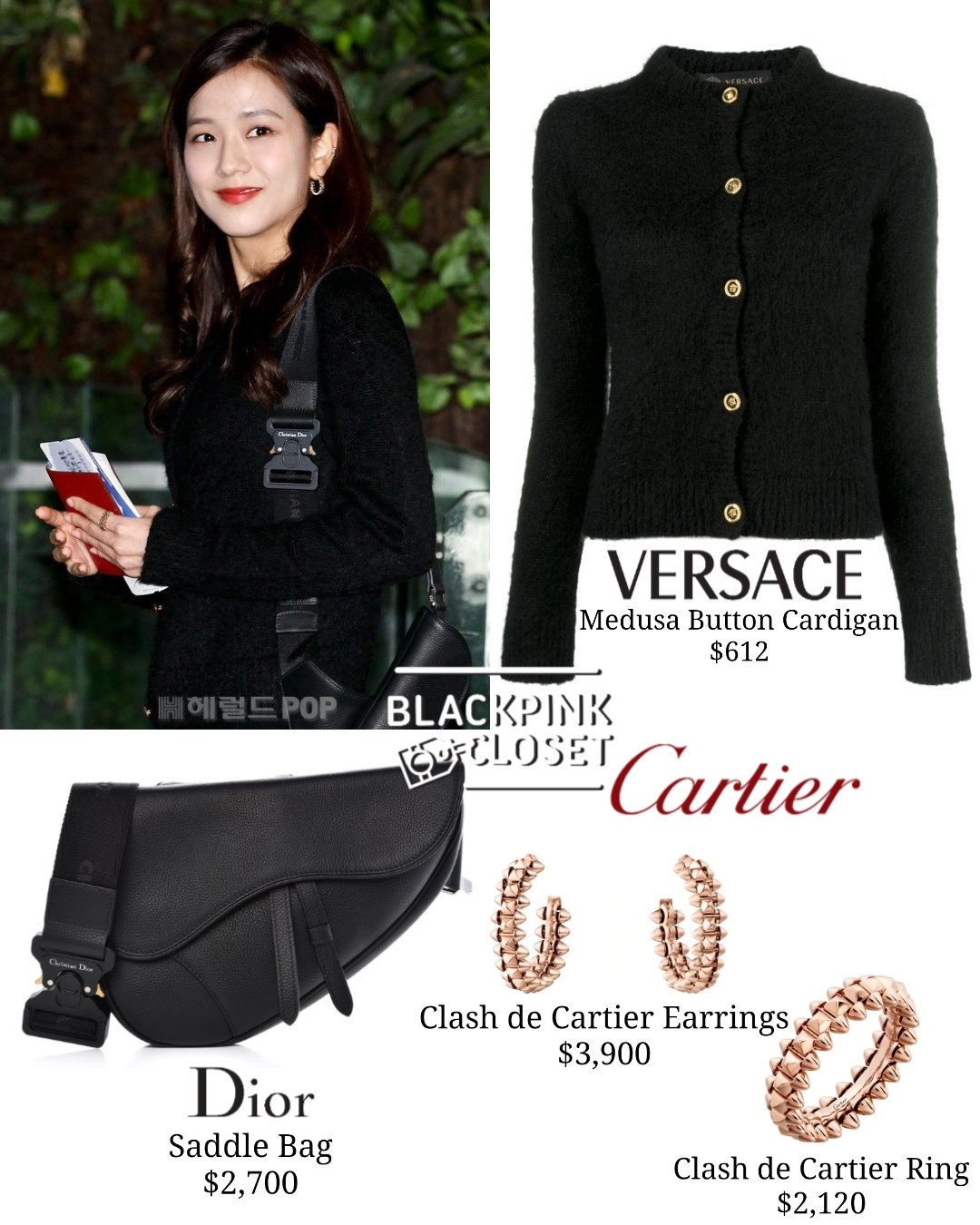 blackpink closet on X: [190606 - INCHEON AIRPORT] Rosé ✨JOHANSEN LOUIS  VUITTON, CARTIER, JUSTLOVER & VERSACE #ROSÉ #로제 #ROSÉstyle  #BLACKPINKstyle  / X