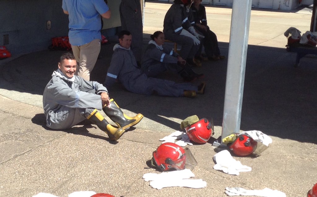 OldMechHead's tweet image. Participants of the #FORCOMD Soldier of the Year are challenged in a immersive environment at @Australian_Navy School of Survivability and Ship Safety #Fire = burning #Water = drowning truly a new environment for @AustralianArmy @AusAirForce personnel