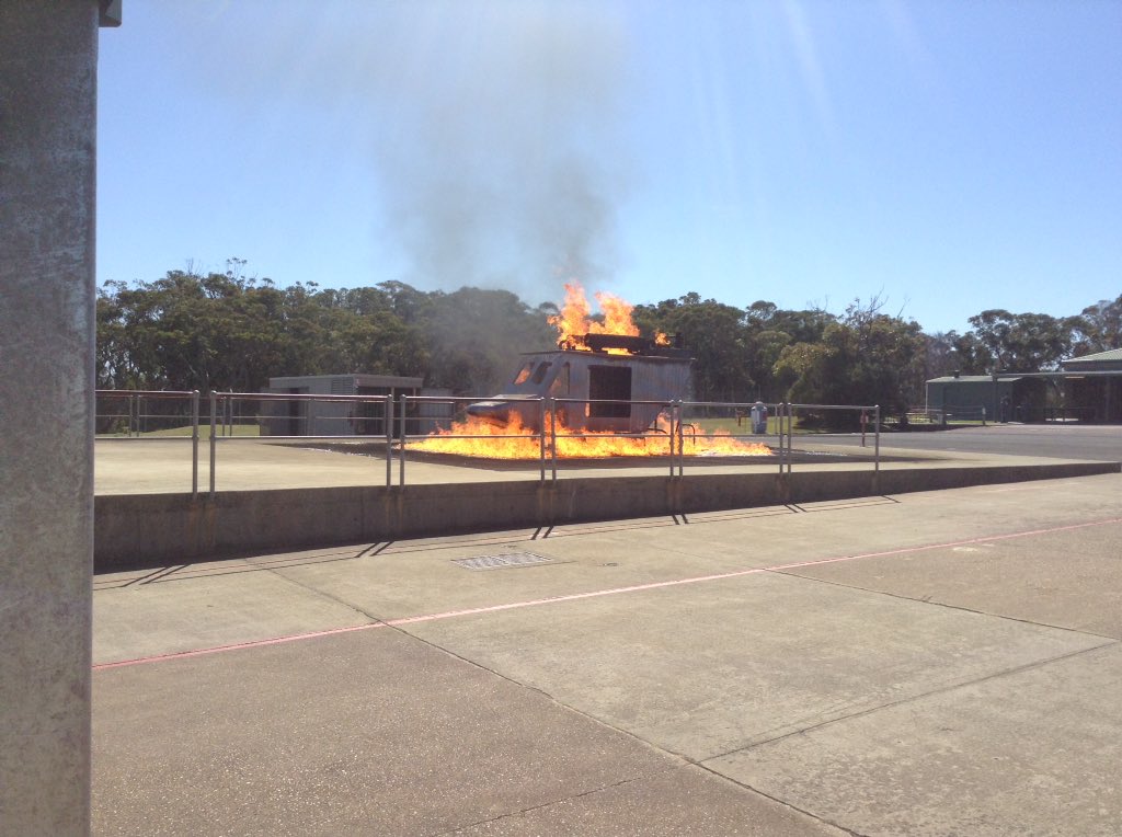 OldMechHead's tweet image. Participants of the #FORCOMD Soldier of the Year are challenged in a immersive environment at @Australian_Navy School of Survivability and Ship Safety #Fire = burning #Water = drowning truly a new environment for @AustralianArmy @AusAirForce personnel