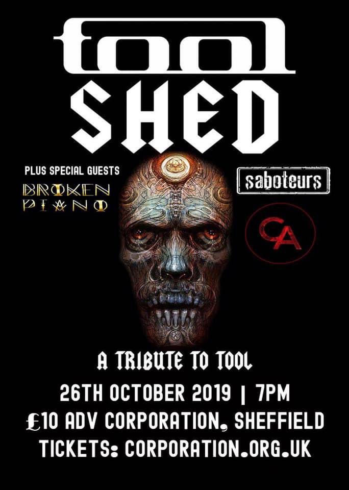 Oh hell yes...

@corpsheffield 26/10/19
Tool Shed
@BrokenPianoBand 
@CArmbands 
And even bloody us too
@sabsbanduk
#saturdaynight
#UKgigs #Alternative #support #bands #live #Sheffield #Corporation #rock #livemusic #Halloween #metal #grunge #postpunk #livemusic #FrightNight