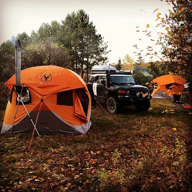 OntarioOverland's tweet photo. Fall camping at its best! #coldweather #hottent https://t.co/aABbR0WPPk https://t.co/LplQS4q7vb