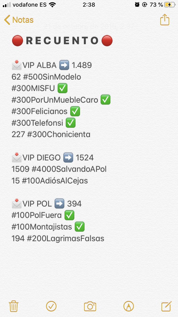 SRecuento_GH's tweet photo. 🔴 R E C U E N T O 2:35🔴

📩VIP ALBA ➡️ 1.489
62 #500SinModelo
227 #300Chonicienta 

📩VIP DIEGO ➡️ 1524
1509 #4000SalvandoAPol
15 #100AdiósAlCejas

📩VIP POL ➡️ 394
194 #200LagrimasFalsas

#GHVIP21O #GHVIPDBT6 https://t.co/XtItuPt0zP