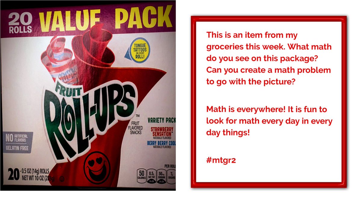FirstAtBat's tweet photo. We find math in every day things. What math can you find in this item from my grocery cart? #mtgr2 #2ndchat #elemmathchat Share your thinking this week during our slow chat! https://t.co/XRQ2Obg7gy