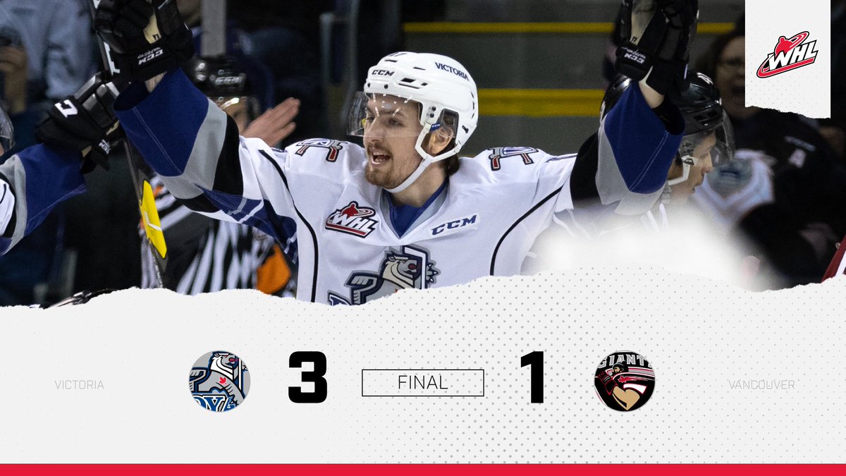 TheWHL's tweet photo. FINAL: @victoriaroyals (3) at @WHLGiants (1)
STATS π | https://t.co/CMf1c4NQ1t
#VANvsVIC https://t.co/vL7VeIxaY1