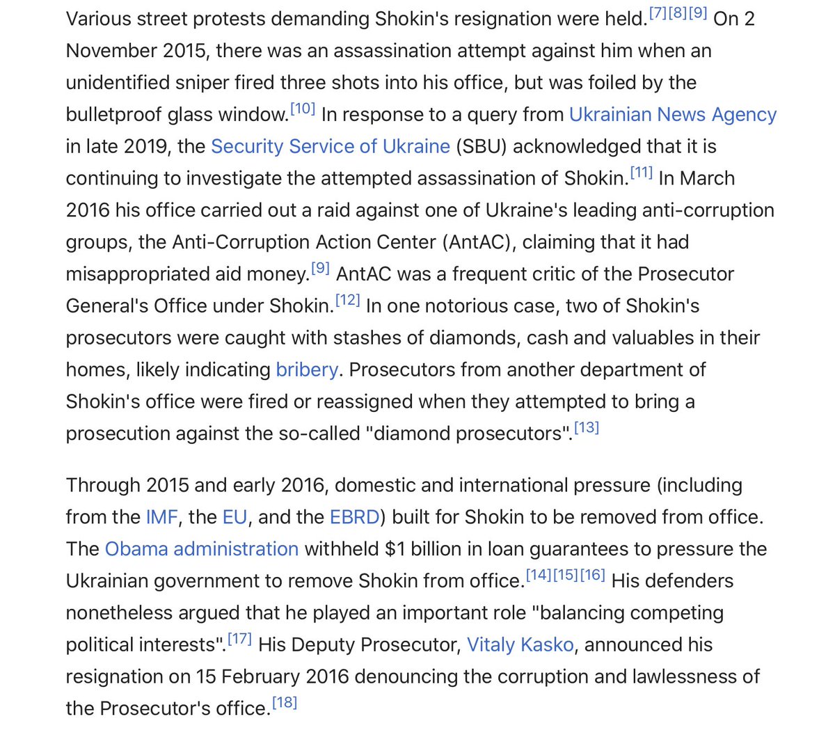 Neverending story. https://twitter.com/democracyjourno/status/1185394879590846469?s=21Shokin was not a white hat. https://en.m.wikipedia.org/wiki/Viktor_Shokin
