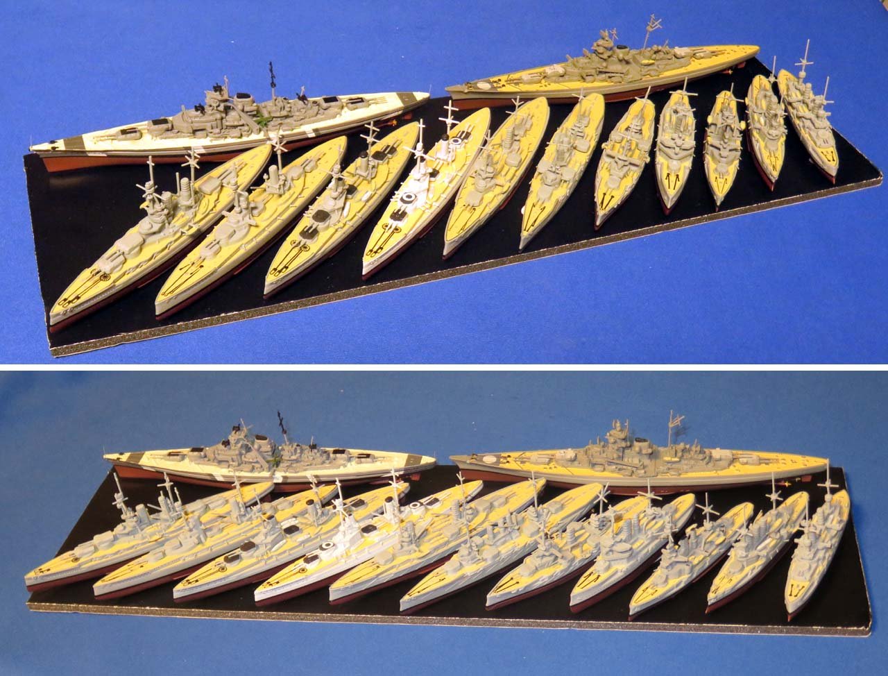 ワタ艦 ドイツデアゴのkriegsschifシリーズを集めていますが 戦艦は各クラス1隻以上揃いました ドイツ戦艦で無いのはkriegsschifシリーズで出てないブランデンブルク級とヴィッテルスバッハ級戦艦だけです ドイツ艦で1 1250なので一つの棚に収まるのが
