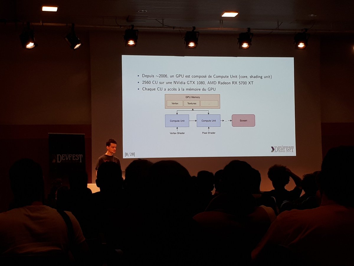 Les maxiens présents pour tout apprendre sur le GPGPU, sujet complexe mais parfaitement vulgarisé par @MaelTufekci ! Du lourd ! #DevFestNantes