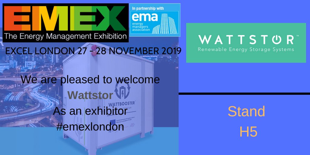 EMEXLONDON's tweet photo. We are delighted to welcome @wattstor as an exhibitor to EMEX London 2019.

See you in November

#energystorage #energy #renewableenergysystems #renewableenergies #energycapacity https://t.co/PblJZPXse9