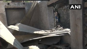 IndiaAheadNews's tweet photo. #JammuAndKashmir: Houses damaged in ceasefire violation by Pakistan, along the LoC in #TangdharSector, yesterday. https://t.co/8ebIaI7p39