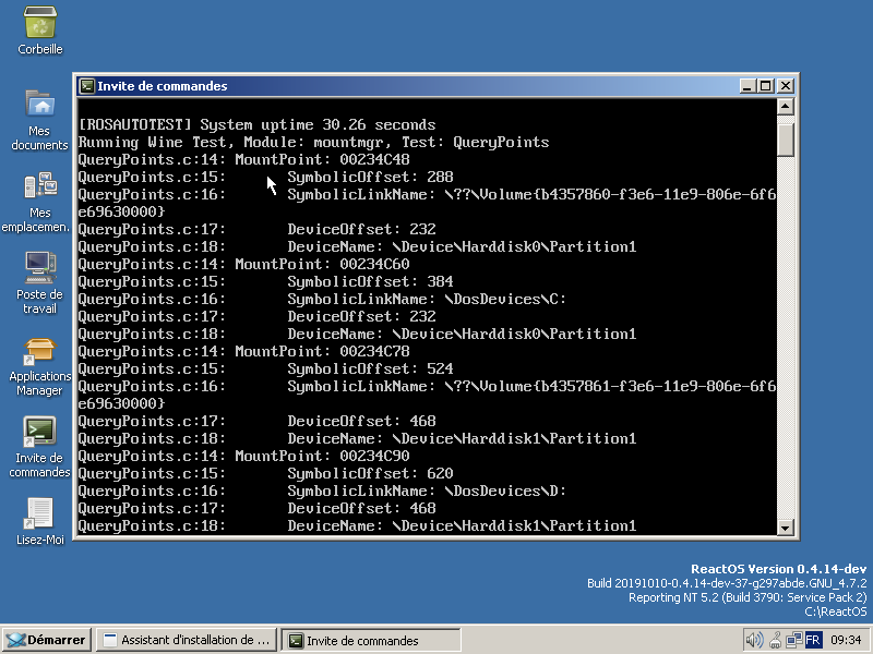 HeisSpiter's tweet photo. Finally, after several months of work, mountain of fixes in the MountMgr, hacks in the storage stack, and a rewrite of a component of the kernel, here is MountMgr handle DOS devices in @reactos ! First step towards NT5 storage stack... https://t.co/JP8DZstFKN