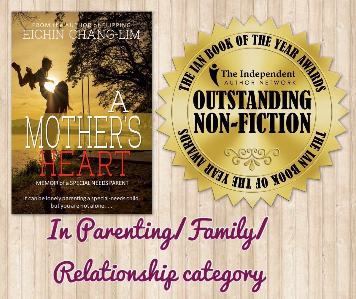 I am thrilled that
✨A Mother's Heart? was selected as the 
OUTSTANDING “Parenting/Family/Relationship” category winner!
In the 2019 IAN Book of the year awards! 

?myBook.to/amothersheart
⏺bit.ly/EichinChangLim…

#BookBoost