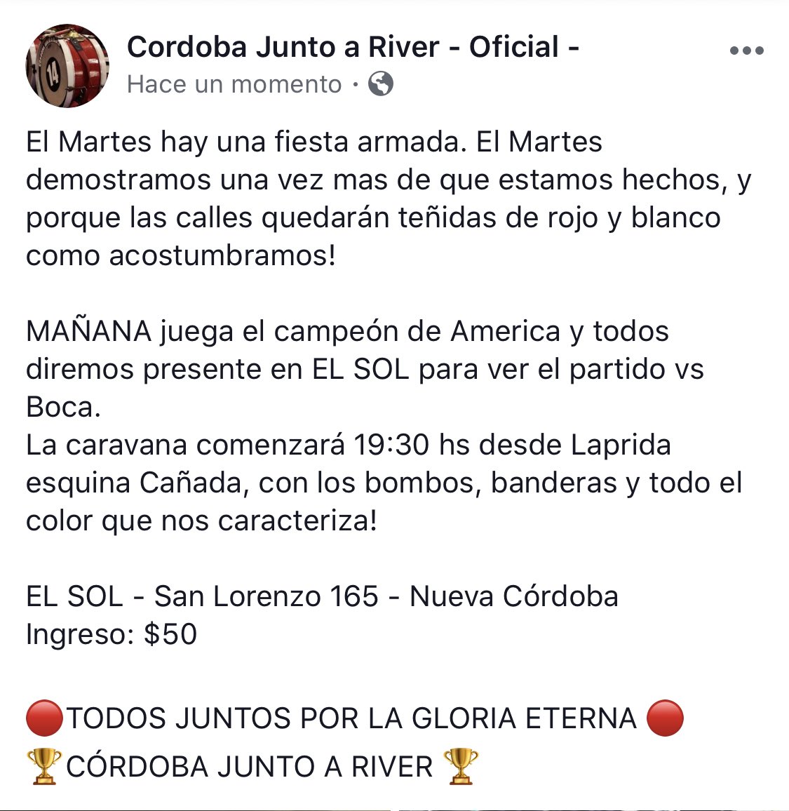 CbaJuntoaRiver's tweet photo. LA FIESTA QUE SE VIENE 🏆 https://t.co/3RQD5ASwnt