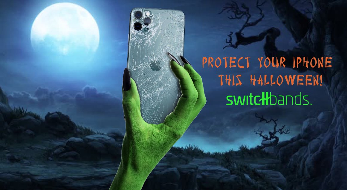 switchbands's tweet image. Did you buy one of the brand new iPhones? It would be a shame if something happened to it! Stay tuned for a big announcement that could help you protect your precious phone from a spooky crack. #halloweenphone, #protectphone, #phonesaver