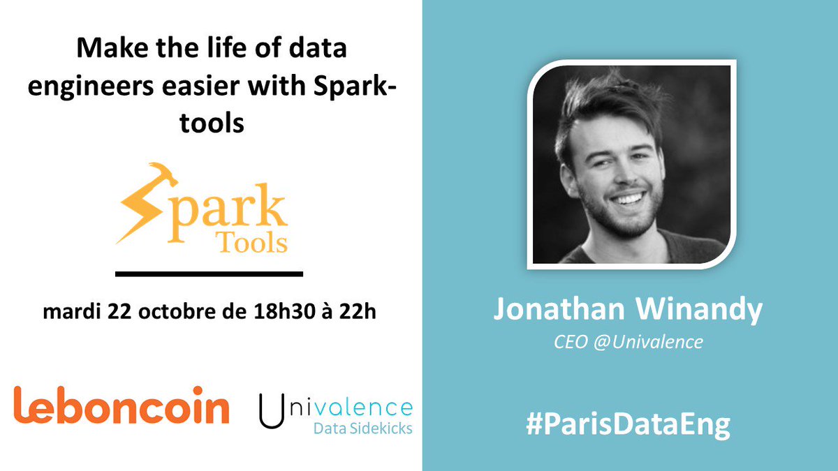 Paris Data Engineers ! (@parisdataeng) on Twitter photo ✨ Spark-tools OSS ✨ vous sera présenté par Jonathan Winandy (<a href="/ahoy_jon/">ahoy-jon - agile Scalature</a>) de Univalence au meetup qui aura lieu demain chez @leboncoinEng. ➡️ bit.ly/2MEFt2o ✨ Spark-tools OSS ✨ vous sera présenté par Jonathan Winandy (<a href="/ahoy_jon/">ahoy-jon - agile Scalature</a>) de Univalence au meetup qui aura lieu demain chez @leboncoinEng. ➡️ bit.ly/2MEFt2o