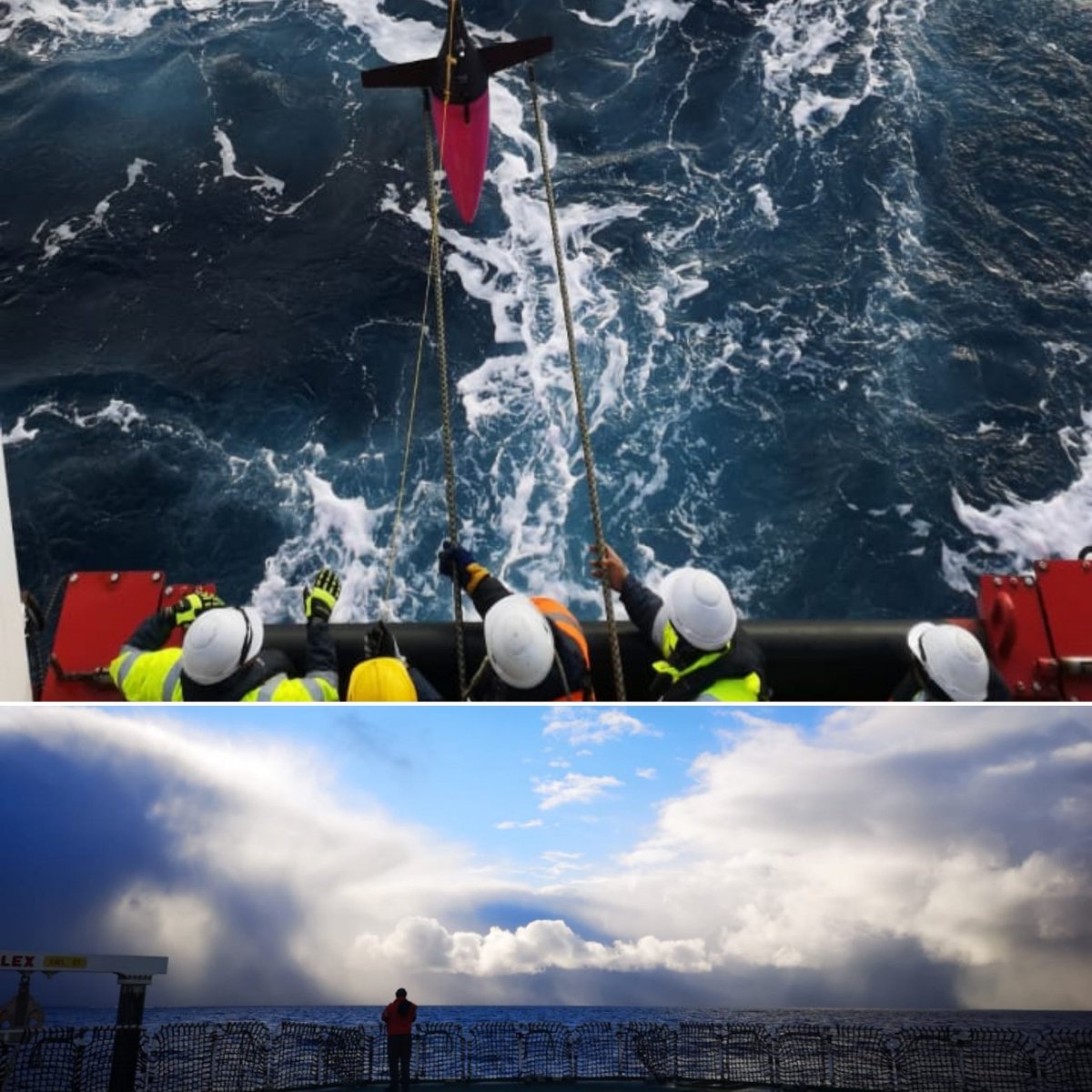 Antarcticlegacy's tweet photo. #SCALExperiment #SpringCruise2019 

Glider deployment over the weekend, in beautiful weather, at 54°S 0°E/W. 

#soccogliders #seatechnologies

📷 Mardené de Villiers, @SAWeatherServic https://t.co/K1tVaquoxN