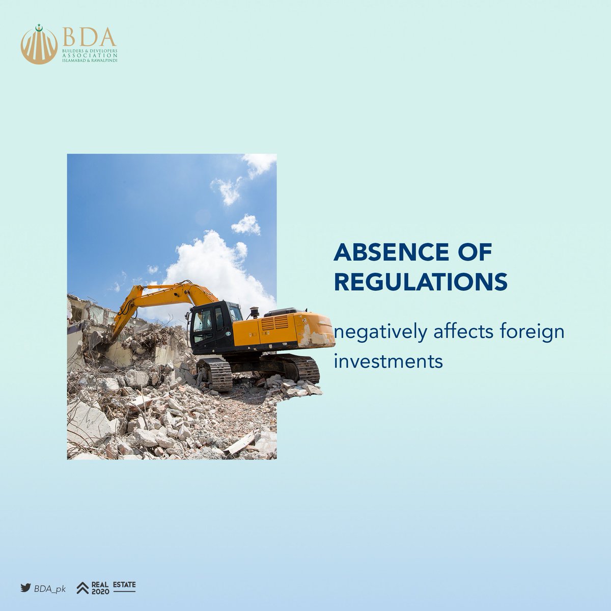 BDA_pk's tweet photo. The absence of regulations and bylaws discourages foreign investment. Regulations are necessary to inspire confidence in foreign investors.
#BDA
#Regulations 
#ForeignInvestment https://t.co/HNlpsiYciQ
