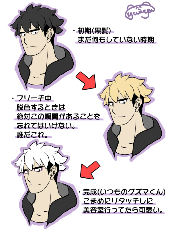 ユうや グズマくんがホワイトブリーチで髪を白くしてたら妄想