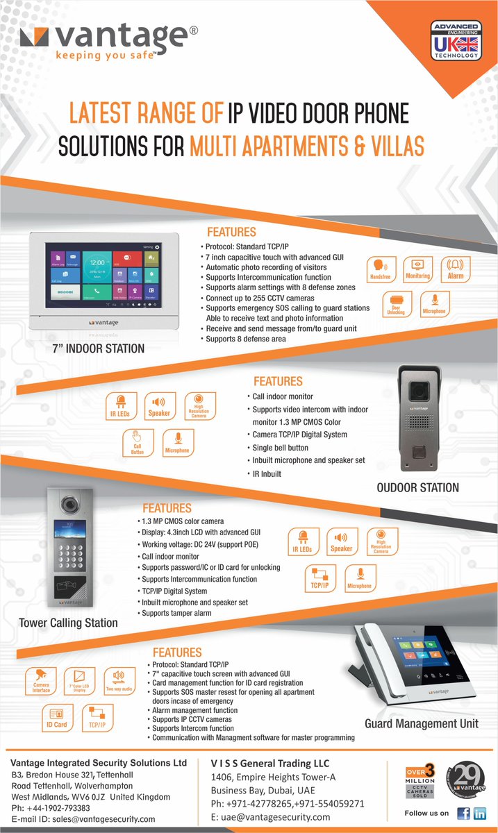 VantageSecurity's tweet image. Latest Range of IP Video Door Phone Solutions for Multi Apartments &amp;amp; Villas !
Contact Us Now- goo.gl/kREiin 
#Vantage #Security #keepingyousafe #cctv #surveillance #accesscontrol #entrancemanagement  #parkingmanagement #videodoorphone #smarthomes #smartcities #ANPR