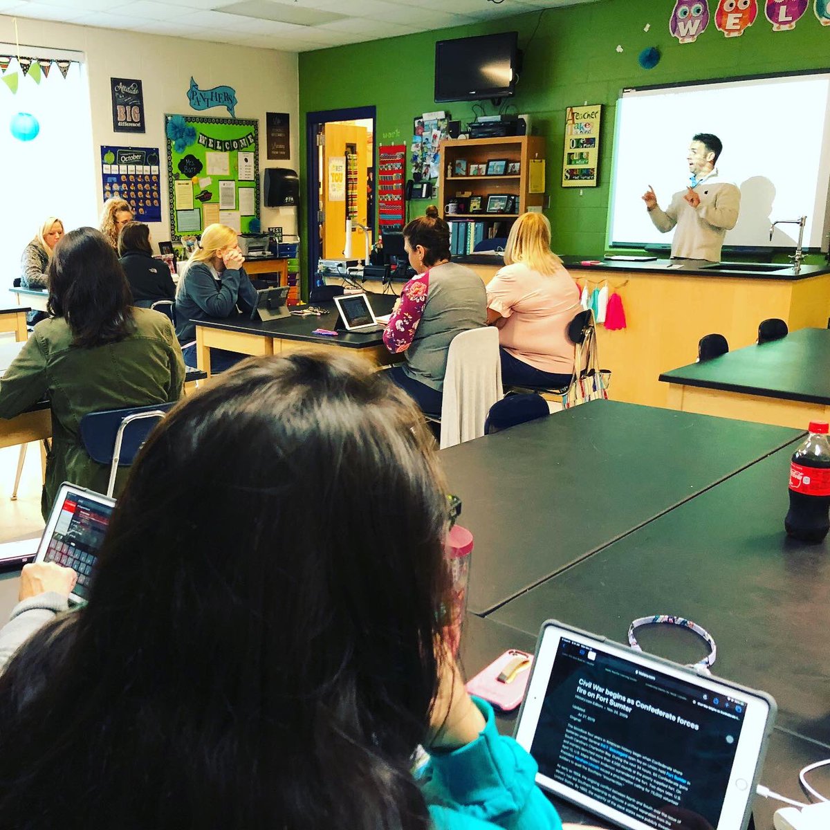 Staff are learning a variety of classroom strategies, tips, and tricks during Apple Training at MMS today. #professionaldevelopment #mycabellschools #beawesomecabell