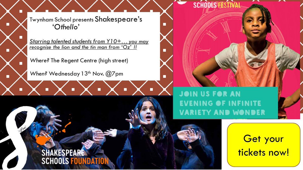 Come and support us this November in the Shakespeare Schools Festival. We will be performing a short adaptation of Othello on the 13th November at the Regent Centre in Christchurch. Tickets are available by calling 01202 499199 or visiting regent.admit-one.eu/?p=tickets&s=R…
