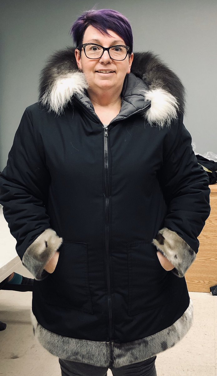 MelitaPaul's tweet photo. My weekend was spent sewing!!! My first traditional Labrador coat!! I MADE THIS! ❤️👏 #greatinstructor #PassingonTraditions @NunatuKavut #GeorgeRobertsCommunityGrants #BeyondProud #lovemycture https://t.co/QhStRlyvRL