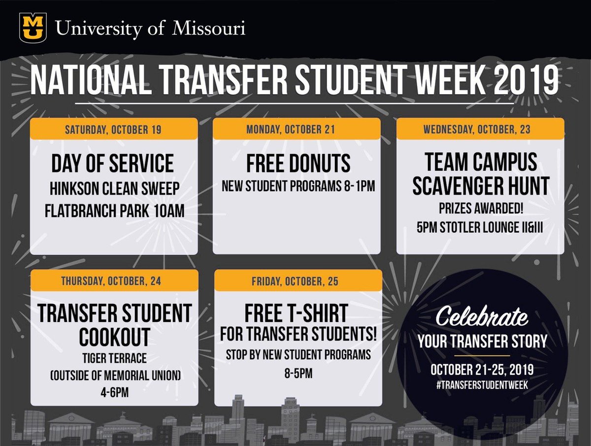 Mizzou_TEAM's tweet photo. FREE DONUTS in New Student Programs. Let's kick-off #TransferStudentWeek🍩 together! 
#MizzouTEAM🐯 @Mizzou https://t.co/nFiq1uTktF