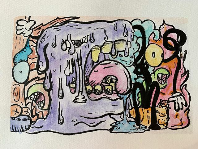 animation_steve's tweet photo. Melting mess! 
Watercolours 🎨 and Inks 🖊! .⠀
.⠀
.⠀
.⠀
.⠀
#art #arte #instaart #instaartist #watercolor #watercolorpainting #ink #inks #cartoon #comic #doodle #graphicdesign #graphicdesigner #artist #illustration #illustrator #illustratorsoninstag… https://t.co/rxg5eHyxNH https://t.co/oFt0RLKij2