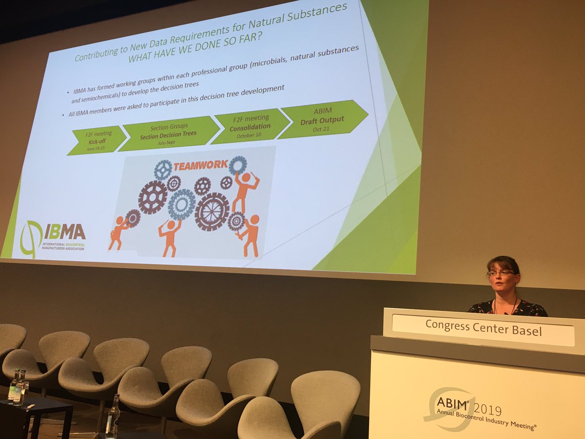 IBMAgl's tweet photo. #ABIM2019 IBMA AGM2019:Professional Groups Heads, #macrobials L.VanderVeken @Biobest_Group, #microbials M.vonErffa @Bayer4Crops, #semiochemicals A.Moccia -Suterra, #naturalsubstances L.Ramaekers-UPL,presenting Key Achievements and Activities of their PG. #biocontroltechnologies https://t.co/heTvmJnwbm