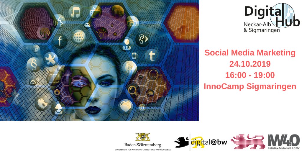 Nutzen Sie noch nie dagewesene Möglichkeiten für Kommunikation mit Ihren Kunden. Sichern Sie sich einen der letzten Plätze für unser Seminar "Social Media Marketing" am Donnerstag von 16 Uhr bis 19 Uhr am InnoCamp Sigmaringen. Melden Sie sich an unter bit.ly/2P1KW6n.