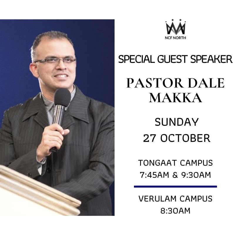 NCFNorth's tweet photo. Join us this Sunday, as we host special guest, Pastor Dale Makka. Tongaat campus: 7:45AM &amp; 9:30AM. Verulam campus: 8:30AM https://t.co/lw6o5xDlFW