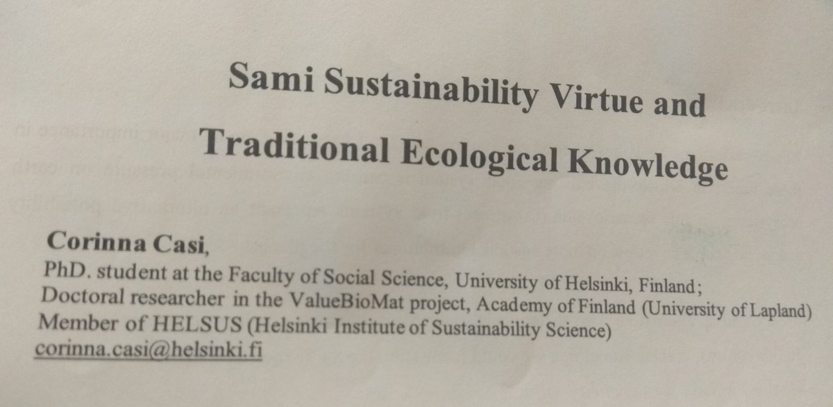 CorinnaCasi's tweet photo. Today I presented my paper "#Sami Sustainability #Virtue &amp; Traditional Ecological Knowledge" at the 2019 #Congress for Doctoral Students in #Philosophy. Good Q&amp;A, which started with comments by @TeeaKort and then more questions from the audience! #Samivirtue #SamiTEK https://t.co/eq2GALVbwt