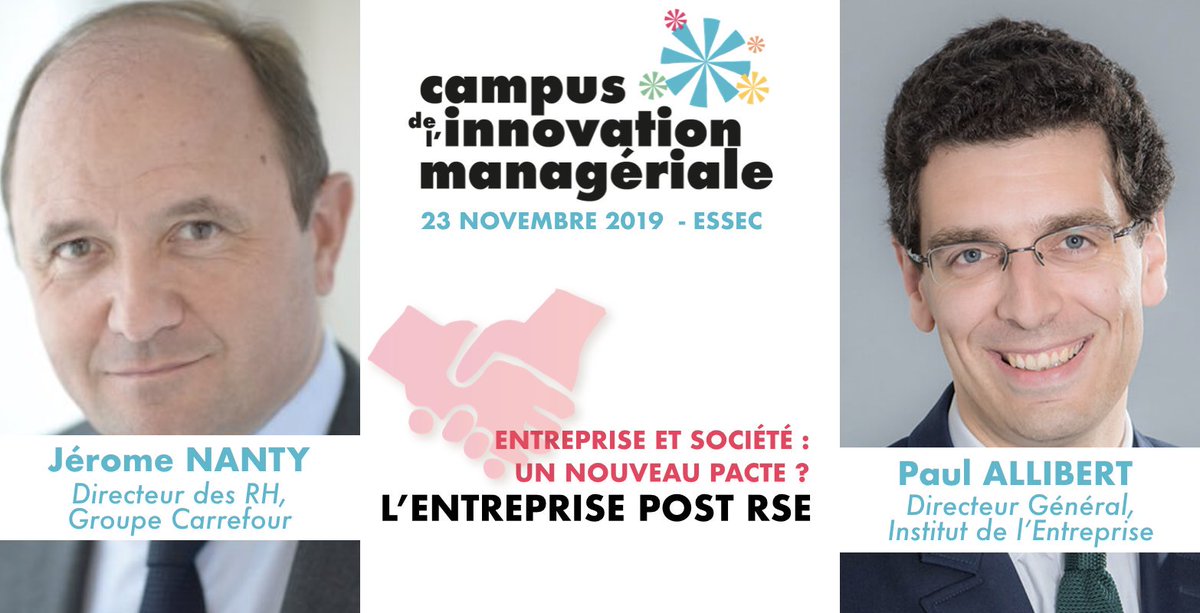 Passer à l'entreprise post RSE, qui intègre, "nativement", les pratiques socialement responsables ?

<a href="/JALNanty/">Jérôme Nanty</a>, DGRH de @GroupeCarrefour et <a href="/paulallibert/">Paul Allibert</a>, Directeur Général de l' Institut de l'Entreprise nous partageront leur vision. 

campusinnovationmanageriale.com