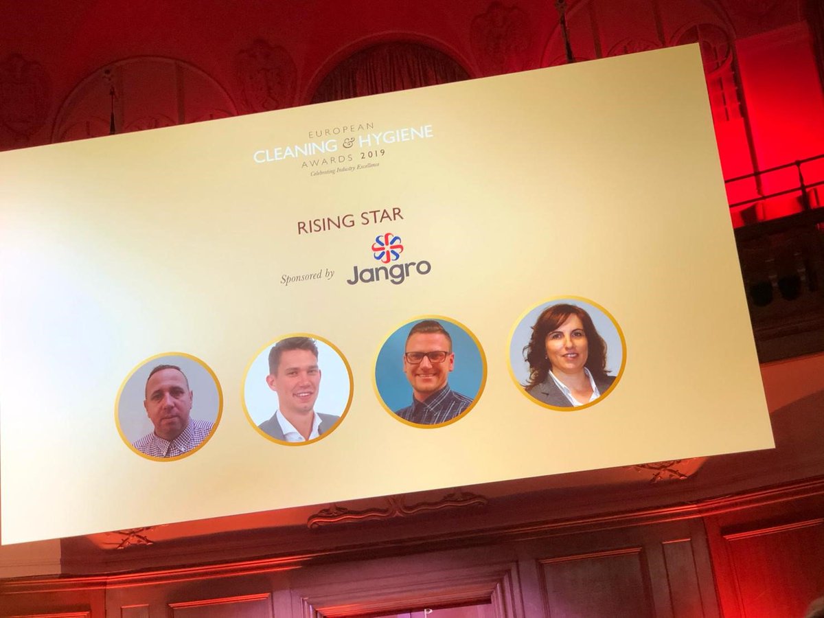 JangroLtd's tweet photo. Last week was the @ECH_Awards in London! We were very honoured to be sponsoring and presenting the 'Rising Star Award'⭐️
#Congratulations to all the winners and finalists, we hope you all had a good night 🎉
#ECHA19 #cleaning #hygiene #awards https://t.co/nx8E4G5u3v