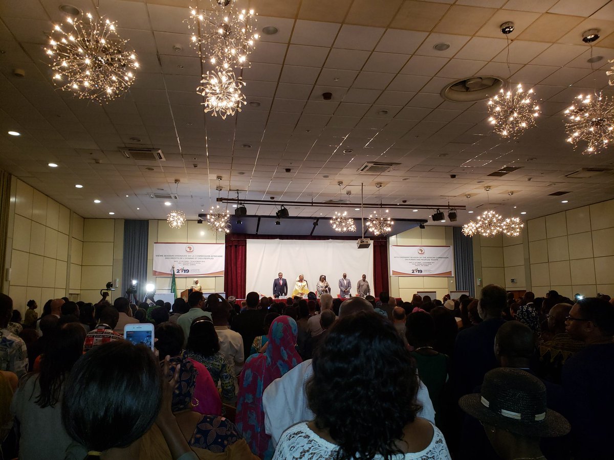PlanAULiaison's tweet photo. Now: Opening ceremony of #Achpr65. Ms. Hanna Foster executive director @AcdhrsOrg presented the highlights of the #ForumACHPR65 including resolution regarding #HumanRights situation in 8 countries, 4 thematic resolutions and 4 thematic recommendations. @PlanRESA @PlanWestAfrica https://t.co/p71jlNhldq