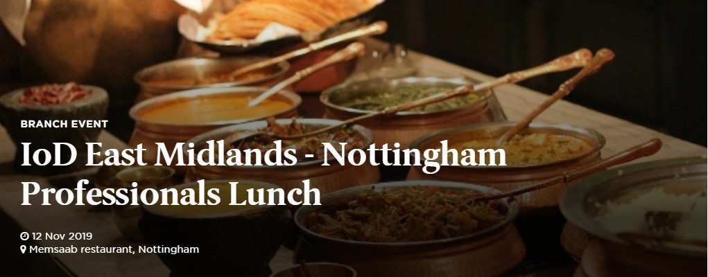 IoDEastMidlands's tweet image. Share a meal with professionals across the East Midlands region this November @MemSaabNotts Find out More: ow.ly/f0TB50wMwkq Sponsored by @Nelsons_Law 

#UKNetworking #Nottinghamnetworking #professionalslunch #IoD