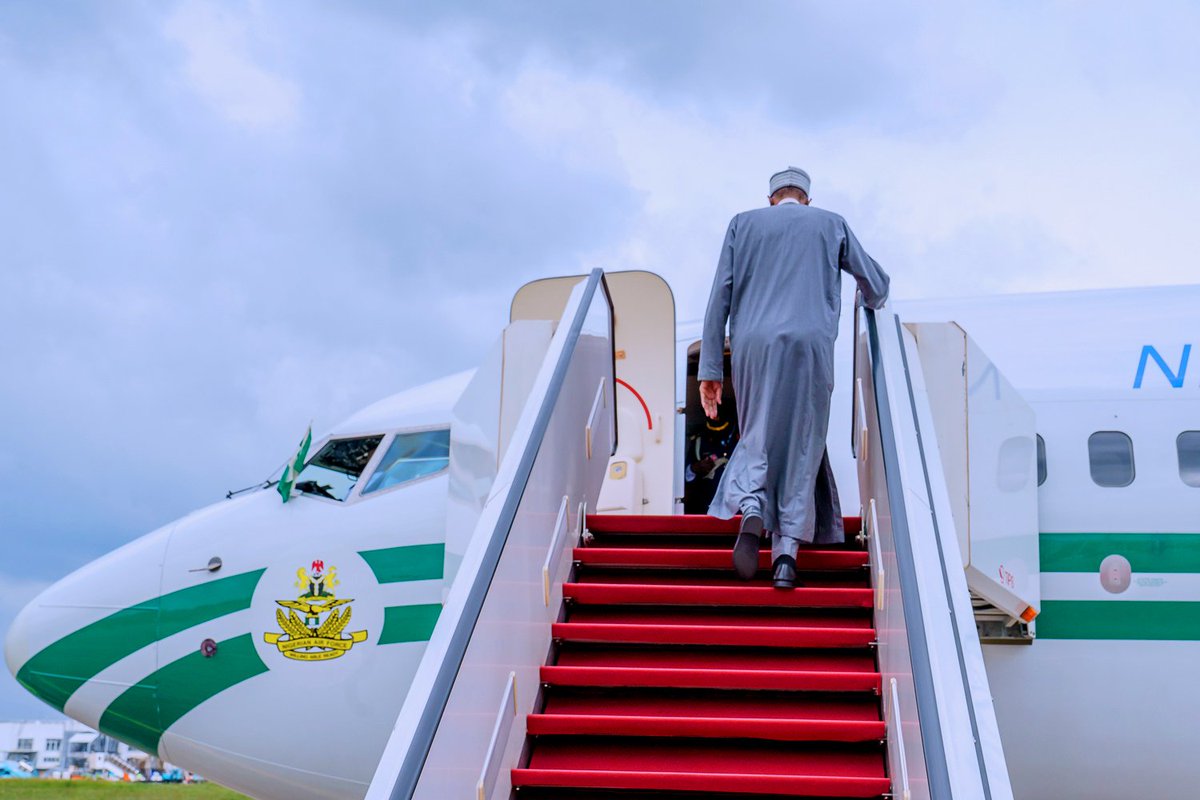 bnmc_taraba's tweet photo. President @MBuhari departs Abuja for Sochi Russia ahead of the Russia-Africa Economic Forum on 21st Oct 2019, 

PHOTOS:📸@BayoOmoboriowo 

@bnmc_taraba https://t.co/ILBJZ1iiTl