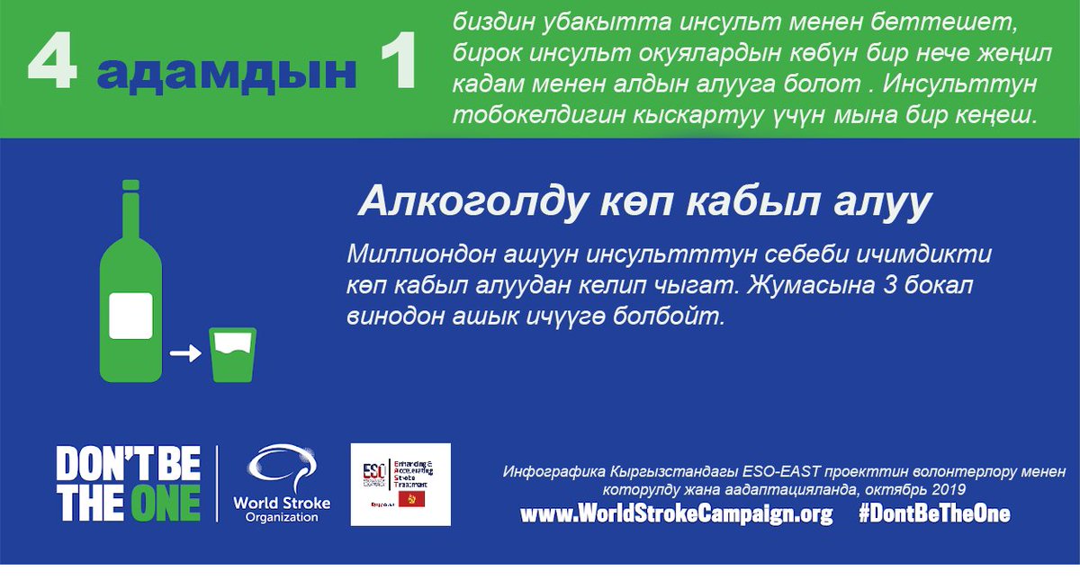 darya_0601's tweet photo. Consumption of high doses of #alcohol leads to vasoconstriction and increased blood pressure. In addition, it can cause AF, one of the risk factors for #stroke, to develop. @eso_east volunteers translate @WStrokeCampaign infographics into #Kyrgyz. @inna_lutsenko @WorldStrokeOrg https://t.co/HSwDm5GyHZ