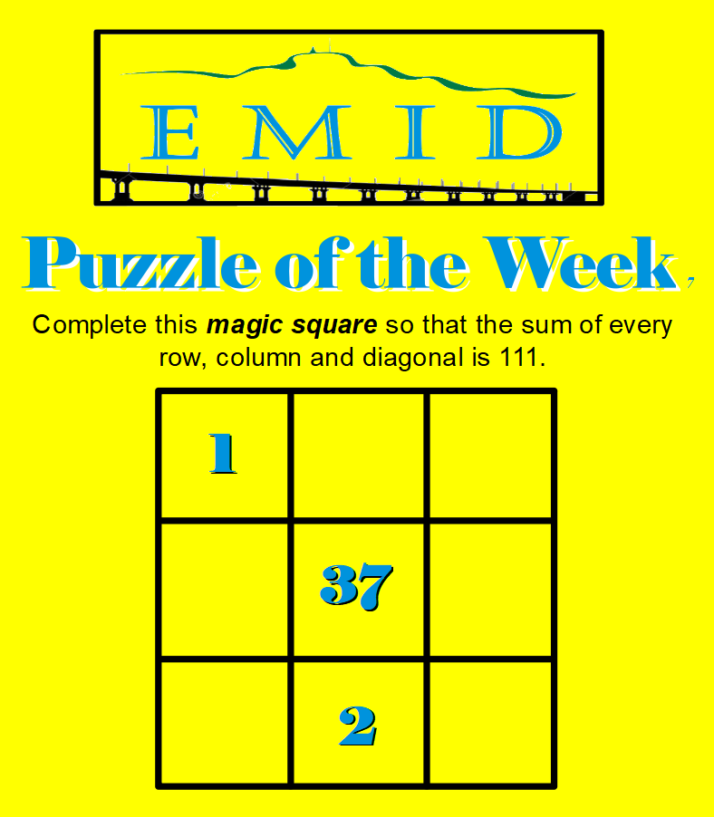 EMID_team's tweet image. #EMIDPuzzleofheWeek 7
#EMID2020
#EMIDpotw
A New Term = New Puzzles!!! 😍
@morganacademy1 
@StJohnsOfficial
@stpaulsdundee
@BaldragonAcad
@BraeviewAcademy
@Grove_Academy
@Craigie_High
@harrisacdundee
@DundeeNumeracy
@MathsScot