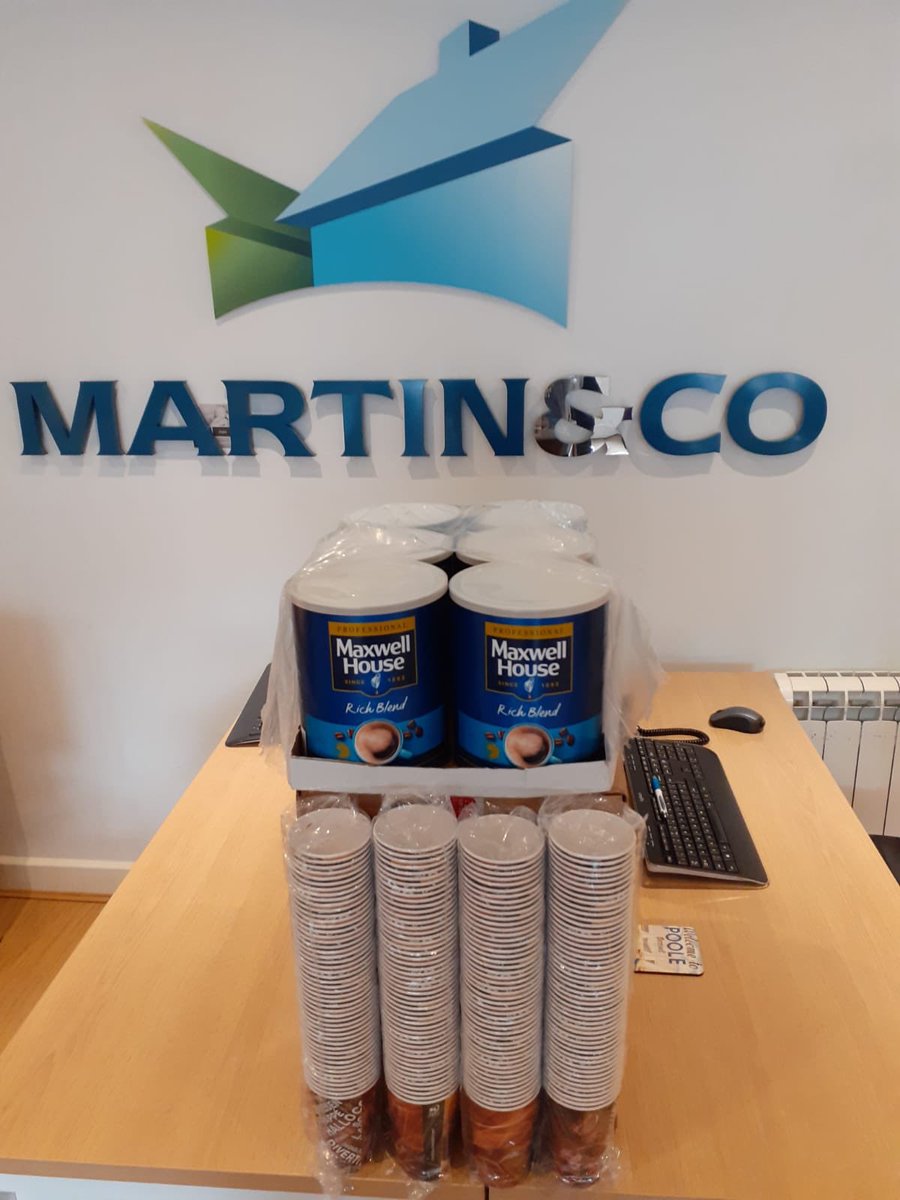 A huge thank you to the team at <a href="/MartinCoPoole/">Martin & Co Poole</a> for their very kind donation of 6 industrial size tins of coffee and 2000 cups. #poole #Bournemouth