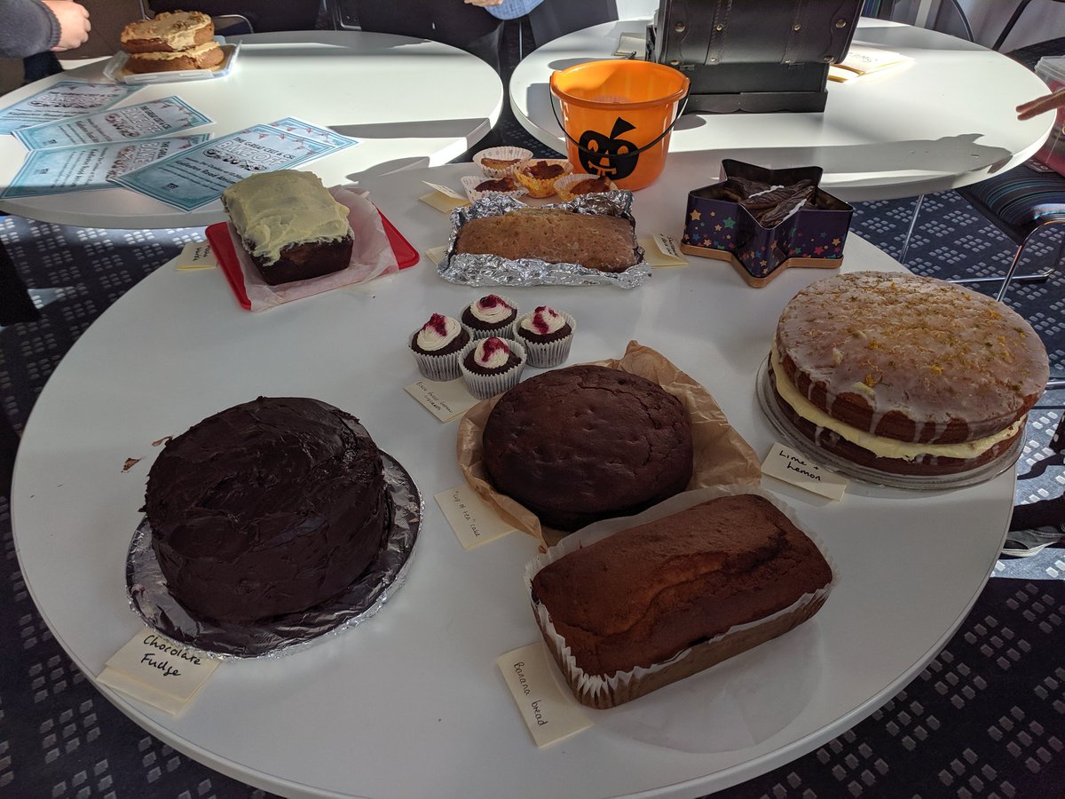 Bake-off and cake sale for <a href="/macmillancancer/">Macmillan Cancer Support</a> in the atrium <a href="/DerbyUni/">University of Derby</a>. Come and join us 🍰🎂