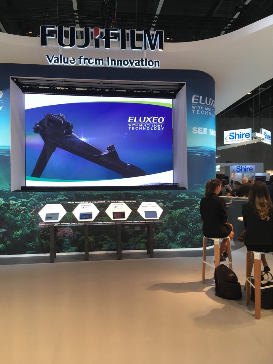 FujifilmEMEA's tweet photo. The UEG  week in Barcelona has started and we are looking forward meeting you there.
Don't miss to come by at booth 60 in hall 8.1. and see the newest developments in #endoscopy.
#UEGWeek #fujifilm #bli #eluxeo #lci @my_ueg https://t.co/Alpse4T8cC